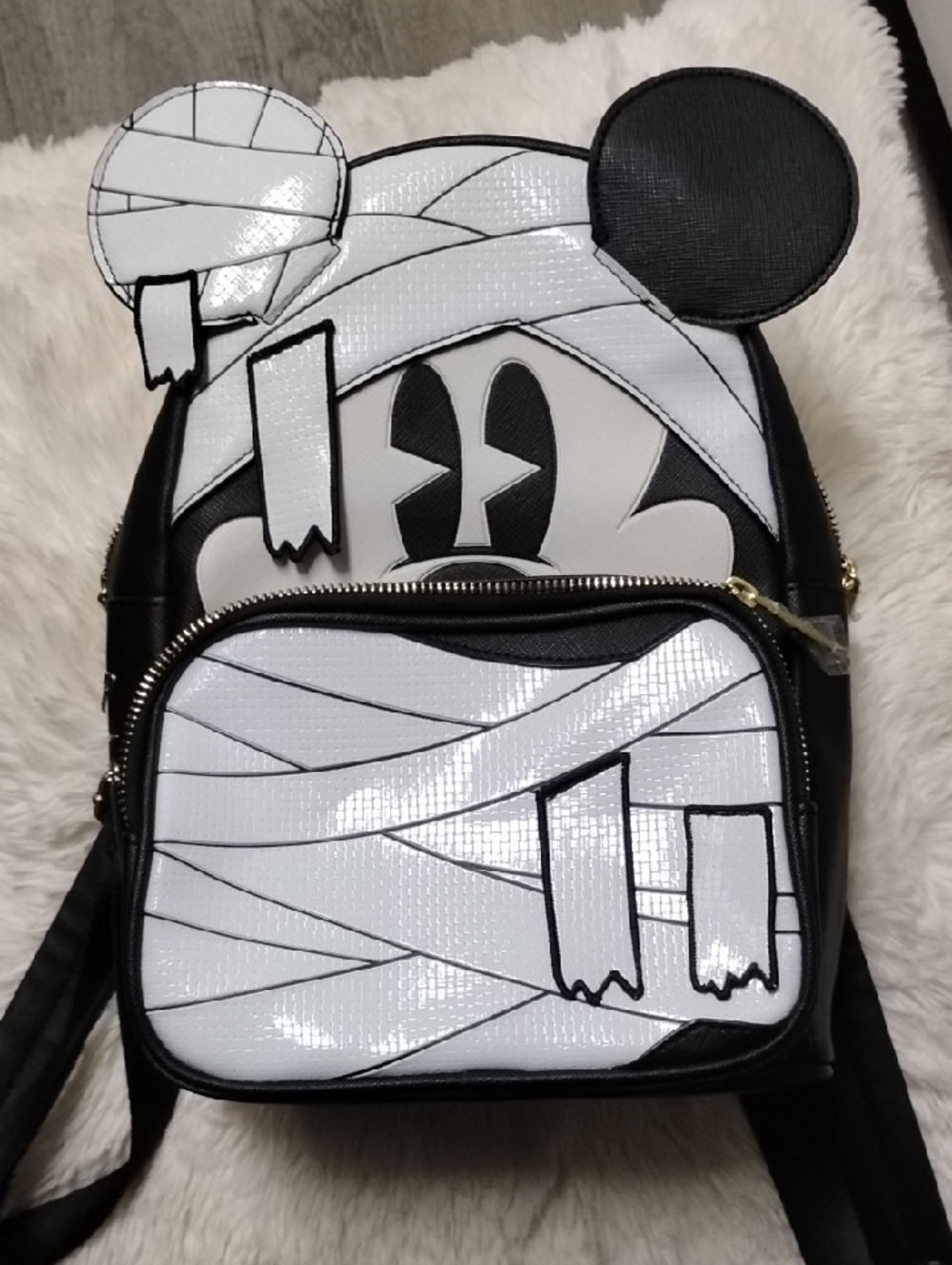 Disney Black Mini Crossbody Backpack with Gold Hardware